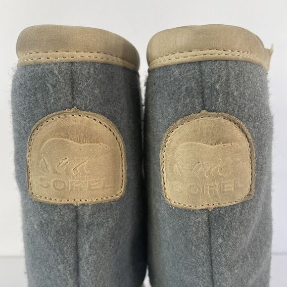 SOREL Boots Norquay Womens US 6 Gray Wool Leather Fleece Winter Lined Side Zip - Picture 4 of 11